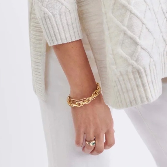 MerSea Seaport Lisbon Lattice Cable Knit Traveler Sweater Sea Salt ONE SIZE - Picture 2 of 14